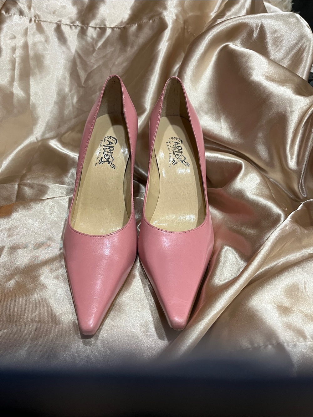 Carlos by Carlos Santana Pink Pointed-Toe Leather Pumps